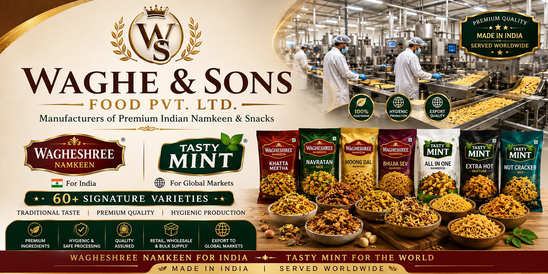 Waghe & Sons factory, brands and product range