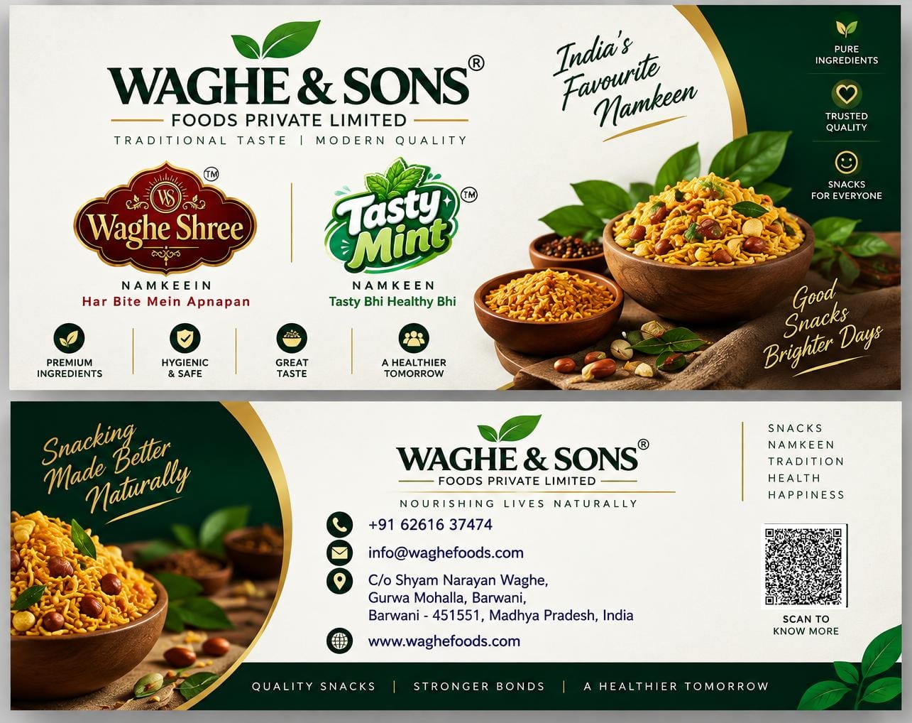 Waghe & Sons Foods Private Limited — official visiting card